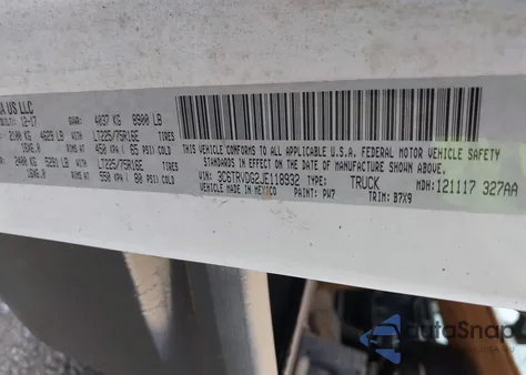 2018 Ram Promaster 2500 High Roof 159 Wb from USA, damaged, VIN 3C6TRVDG2JE118932